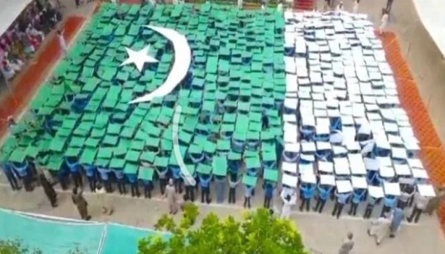 Students stood together to form giant flag, showcasing their commitment and love for country