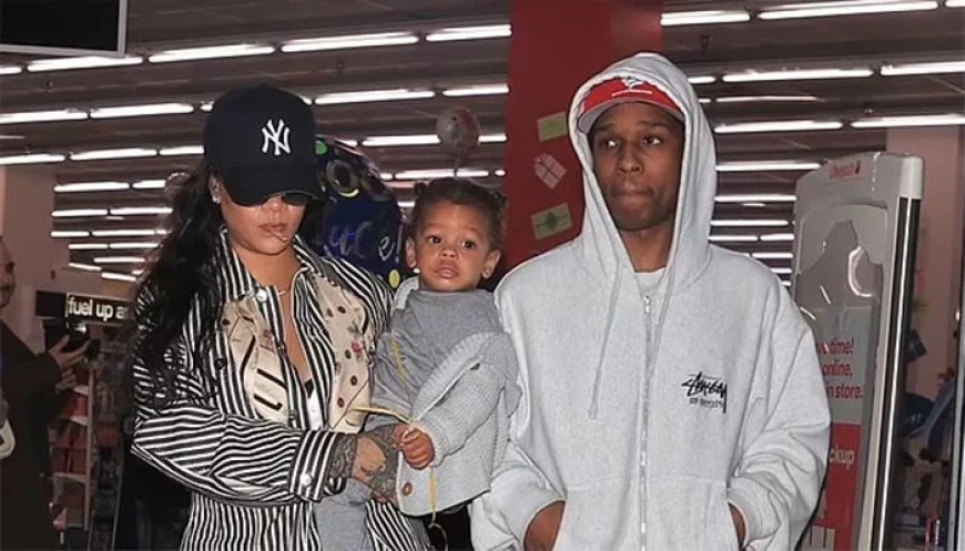 Rihanna's pinstripe suit shines on festive family outing with A$AP Rocky and son RZ